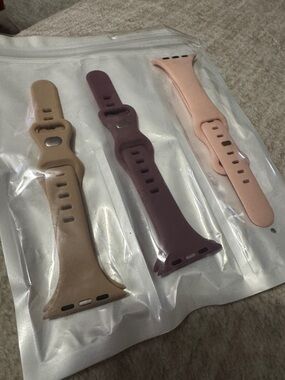 3 pack Silicone Apple Watch Band Replacement - Pink, Purple, Tan